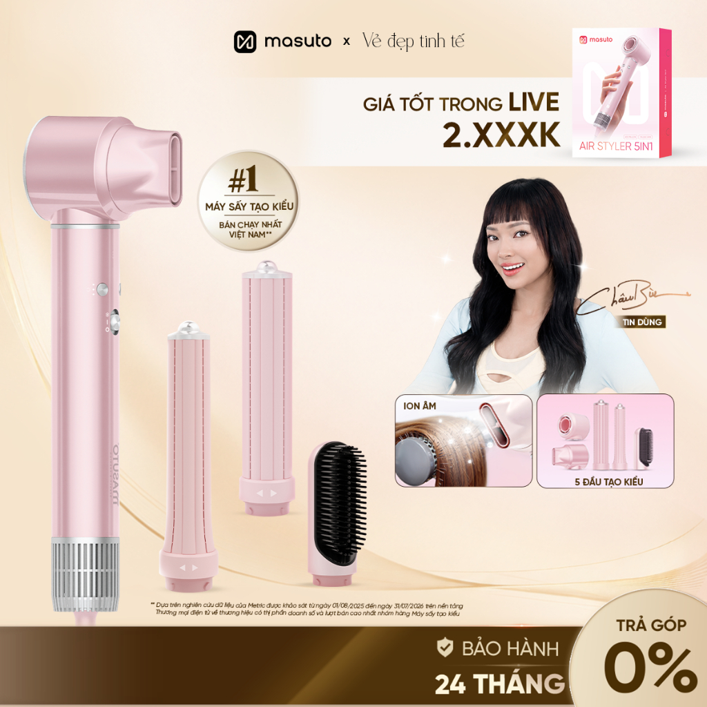 Máy Sấy Tóc Tạo Kiểu 5in1 Masuto AirStyler Đa Chức Năng Công Nghệ Ion Giảm Hư Tổn Tóc 1300W