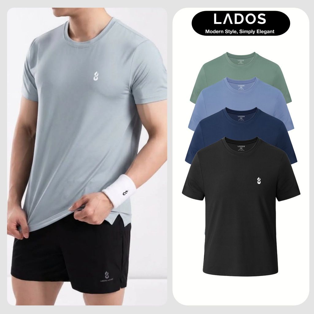 Áo thun tay ngắn nhiều màu in logo LADOS-19253 chất co giãn, thấm hút tốt, không xù lông