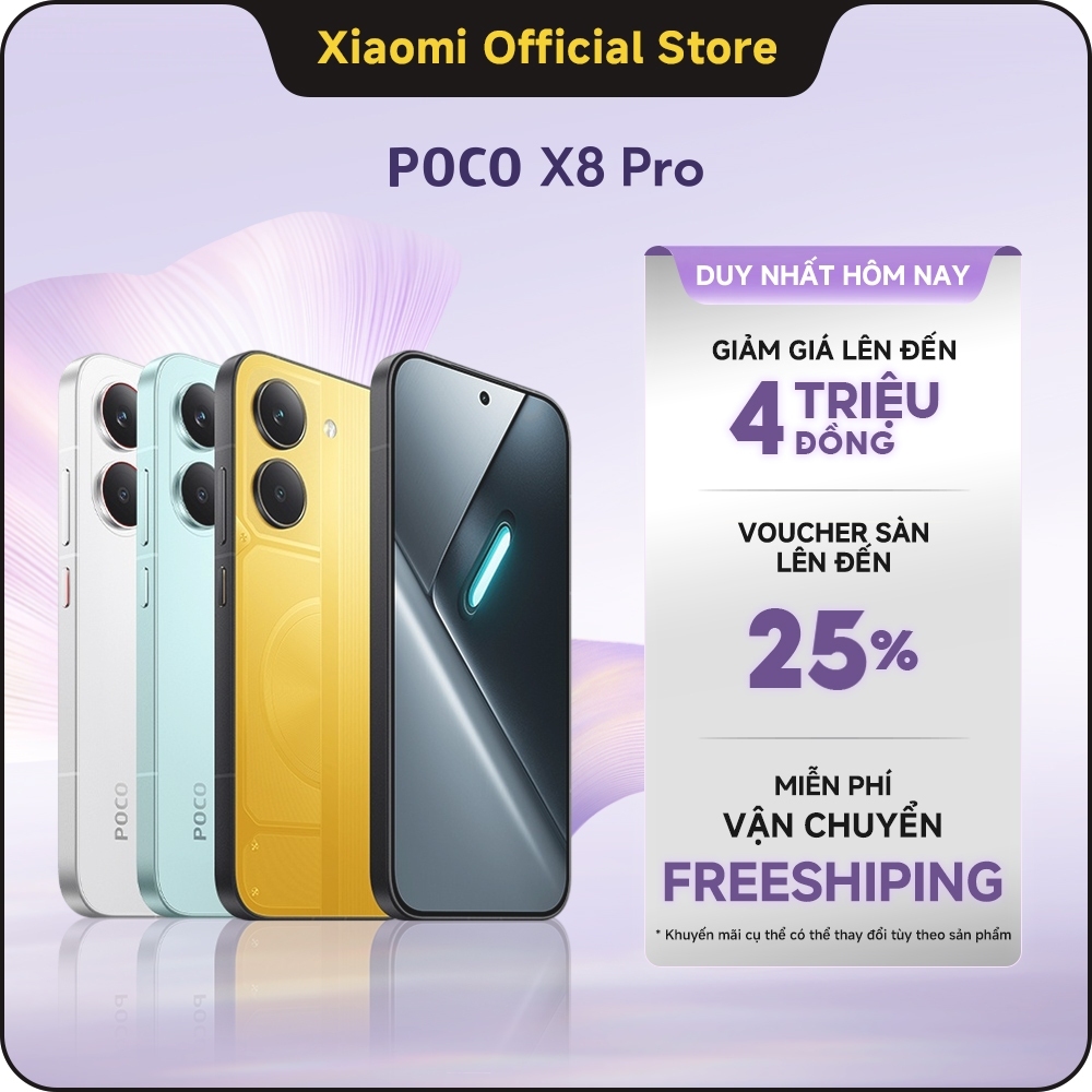 Điện thoại thông minh Xiaomi POCO X8 PRO| Pin cực lớn 6500mAh(typ) sạc nhanh 100W| Màn hình AMOLED 1.5K 120Hz