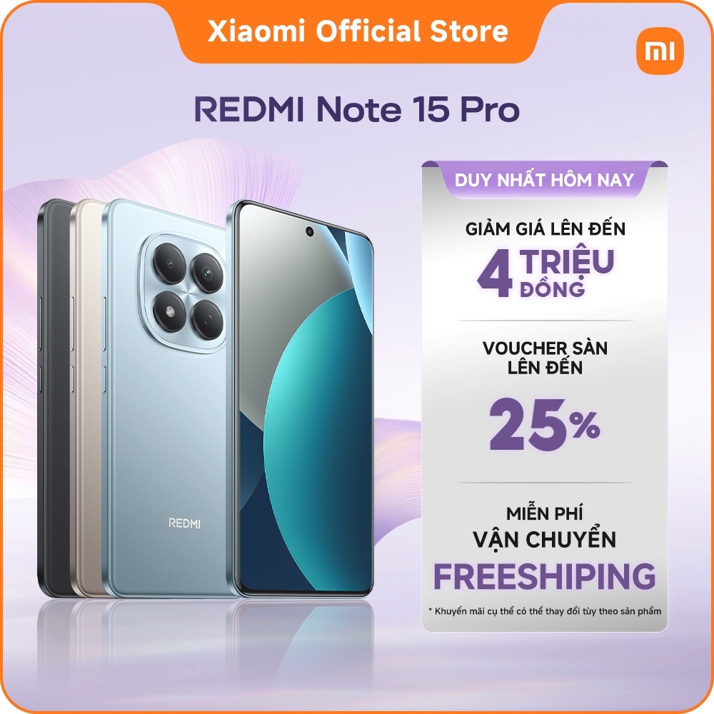 Điện thoại thông minh Xiaomi REDMI Note 15 Pro(8+256GB|12+256GB) |Pin lớn 6500mAh|Kính Corning® Gorilla® Glass Victus® 2