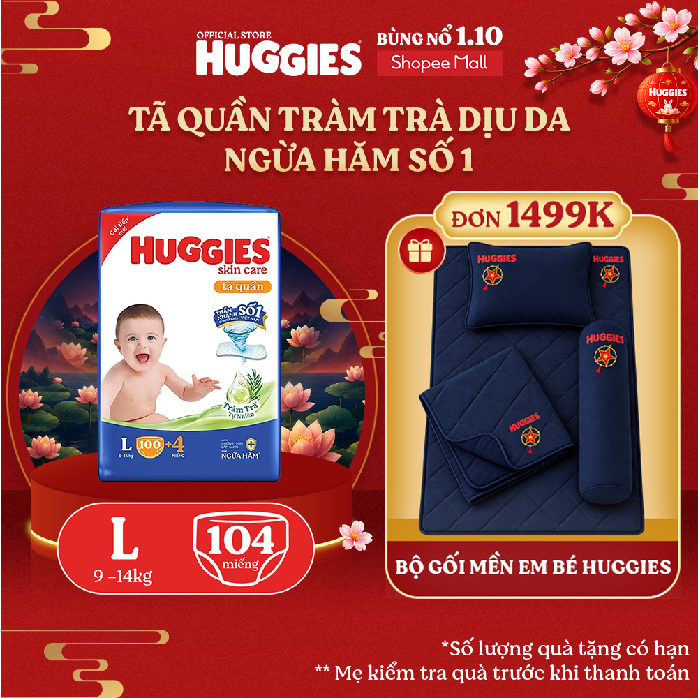 Tã quần Huggies Skincare Mega Jumbo M102+4/L100+4/XL84+4/XXL76+4