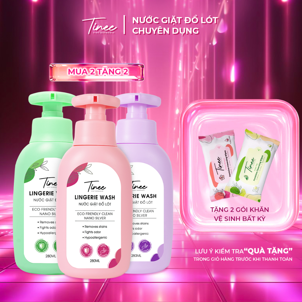 Nước Giặt Đồ Lót Chuyên Dụng Tinee 280ml - Bản Nano Bạc Hạn Chế Nấm Khuẩn, Dịu Nhẹ