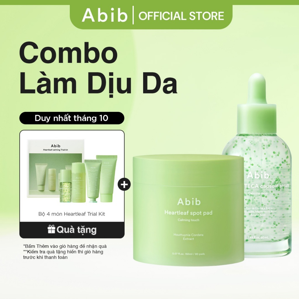 Bộ 2 sản phẩm Abib toner pad diếp cá và serum viên nang diếp cá TECA