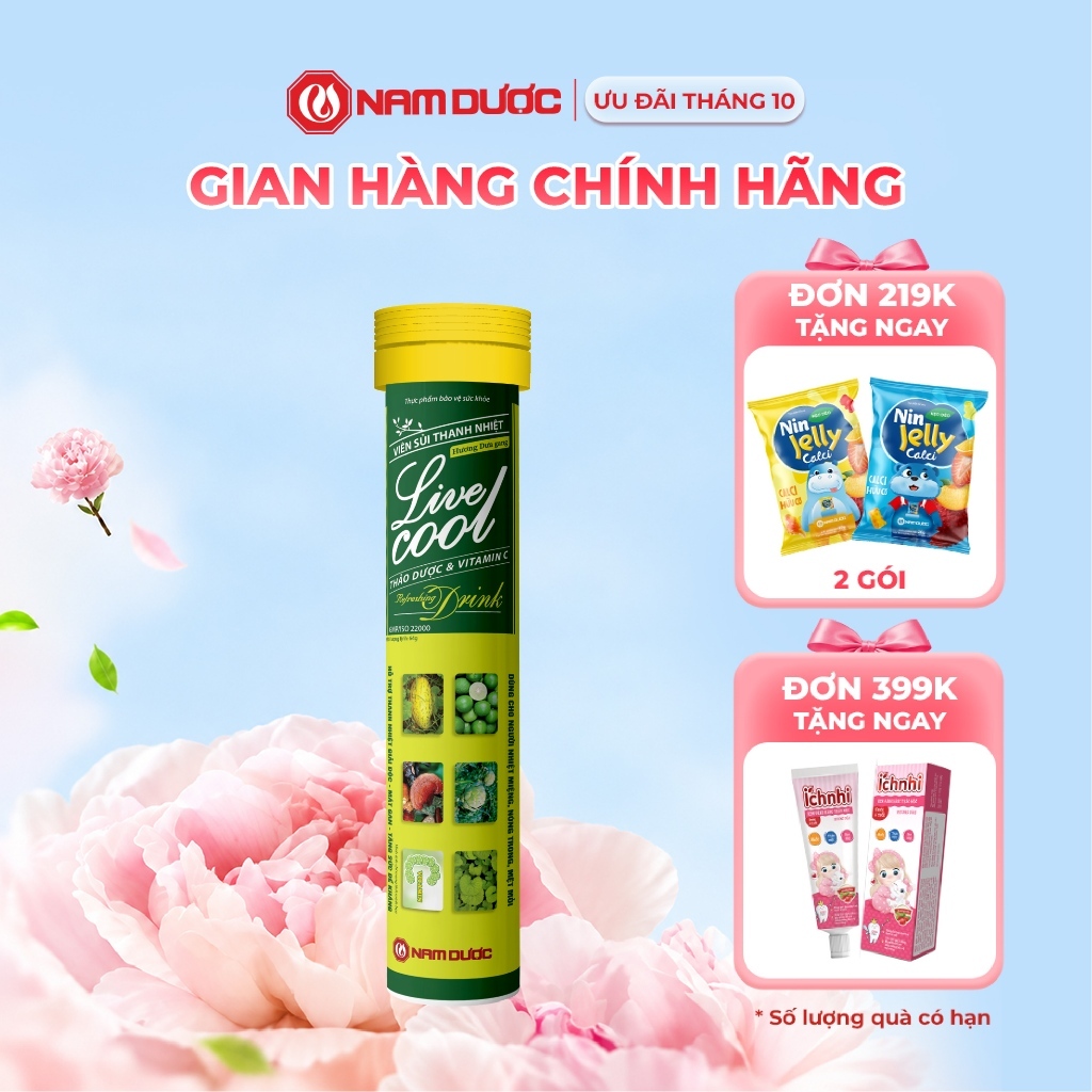 Viên Sủi Thanh Nhiệt Livecool Hương Dưa Gang - TPBVSK Hỗ Trợ Giảm Nhiệt Miệng, Nóng Trong, Mệt Mỏi - 16 Viên x 4g
