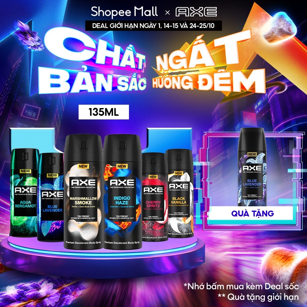 Xịt khử mùi hương nước hoa cao cấp AXE 135ml cho nam, khử mùi và lưu hương lên tới 72h