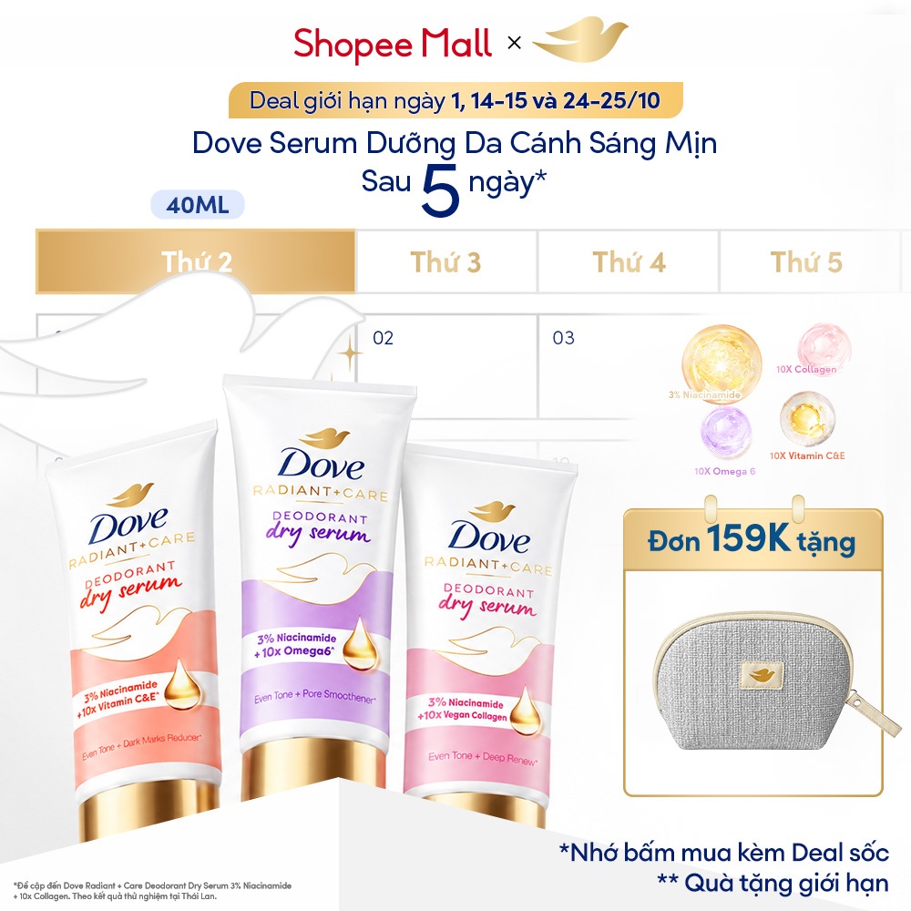 Dove Serum Dưỡng Da Sáng Mịn 3% Niacinamide Khử Mùi Nữ l Mờ Thâm l Sáng Thơm…