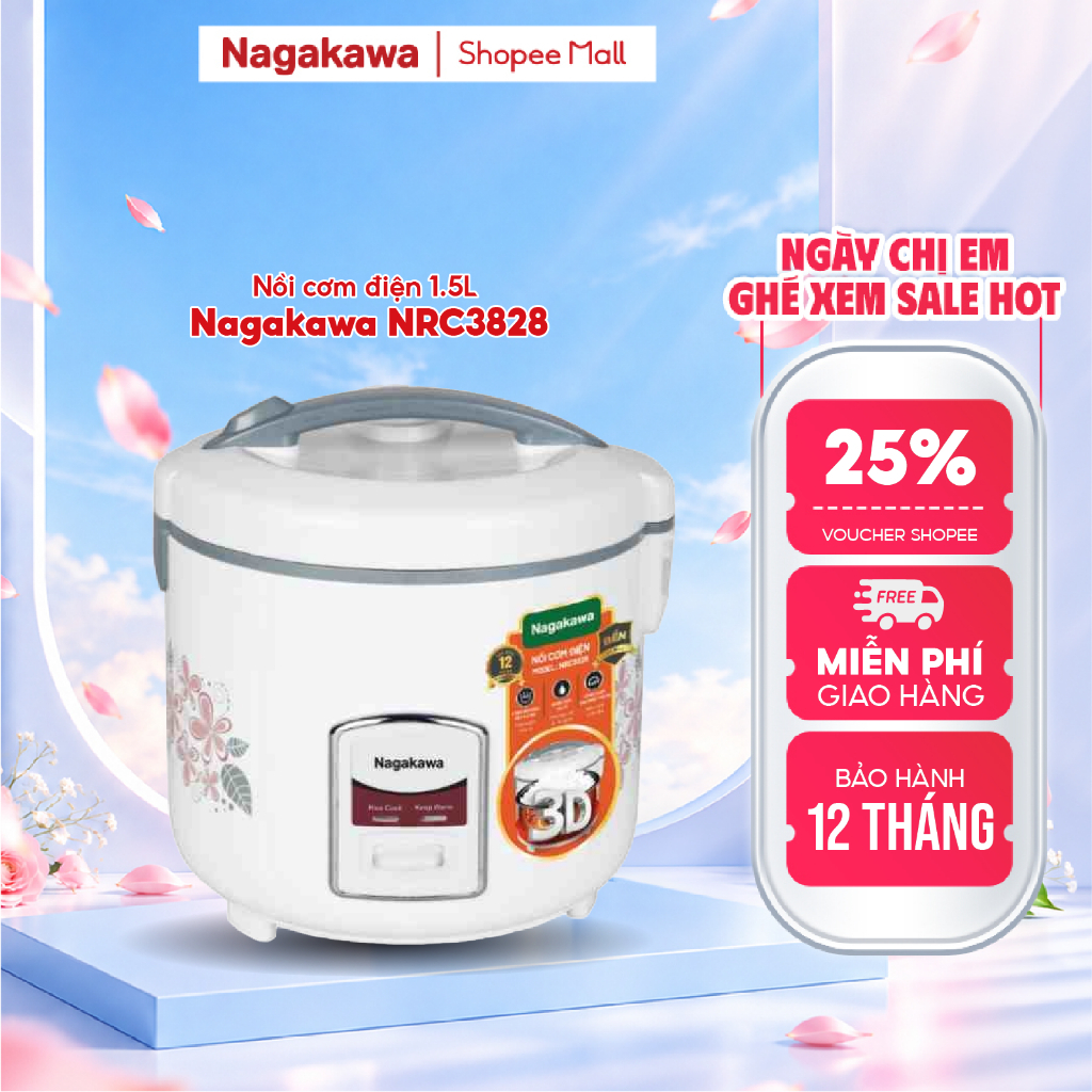 Nồi cơm điện 1.5L Nagakawa NRC3828