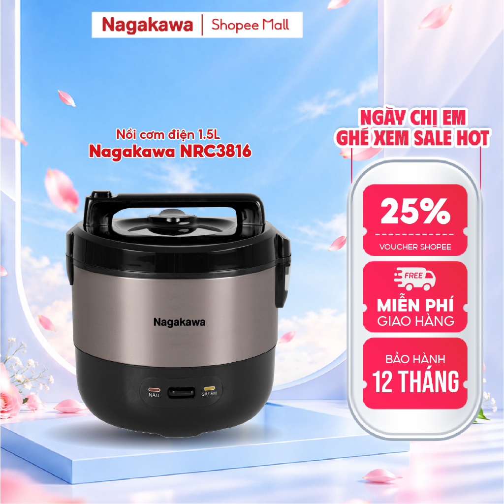 Nồi cơm điện 1.5L Nagakawa NRC3816