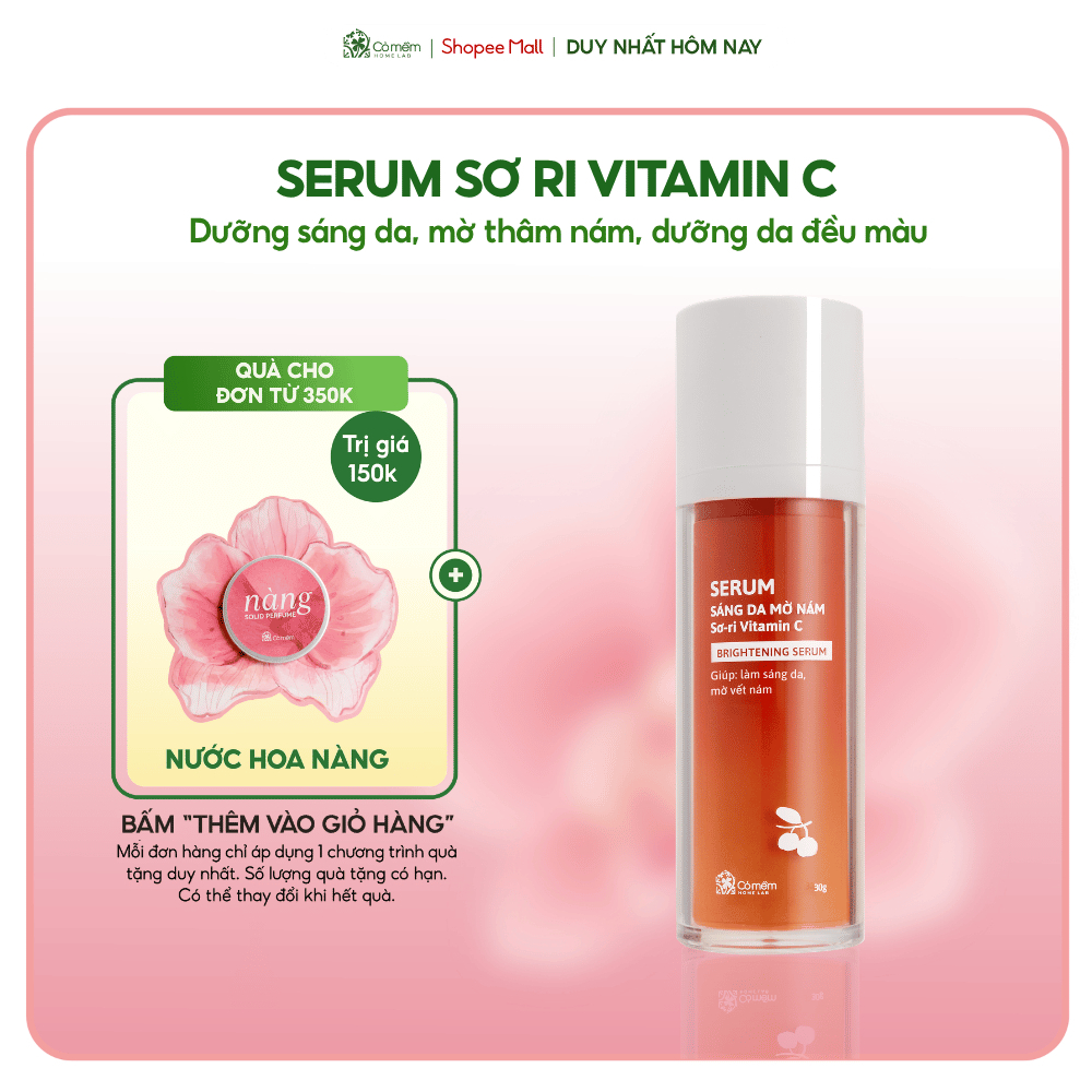 Serum Vitamin C sáng da mờ nám đều màu da từ chiết xuất Sơ-ri Cỏ Mềm 30g