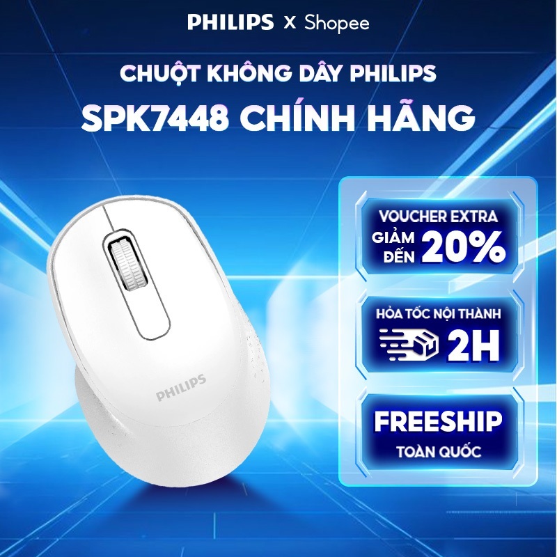 Chuột không dây Bluetooth Philips SPK7448 Chính Hãng – Kết nối kép 2.4GHz &…