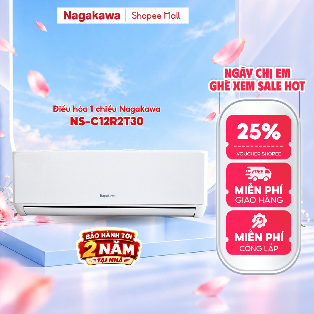 Điều Hòa 1 Chiều Nagakawa NS-C09R2T30 9000BTU/NS-C12R2B52 12000BTU Làm Lạnh Nhanh ECO Tiết Kiệm Điện
