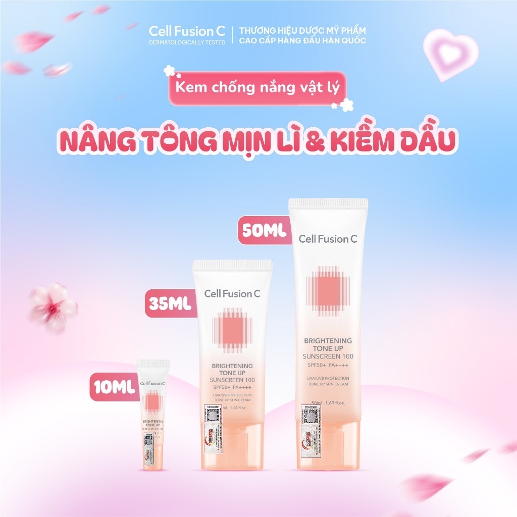 Kem Chống Nắng Nâng Tone Cell Fusion C Brightening Tone Up Sunscreen 100 SPF50+ PA++++