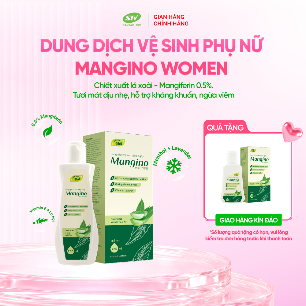 Dung dịch vệ sinh phụ nữ MANGINO WOMEN tươi mát dịu nhẹ, hỗ trợ kháng khuẩn ngừa viêm dung tích 120ml/250ml