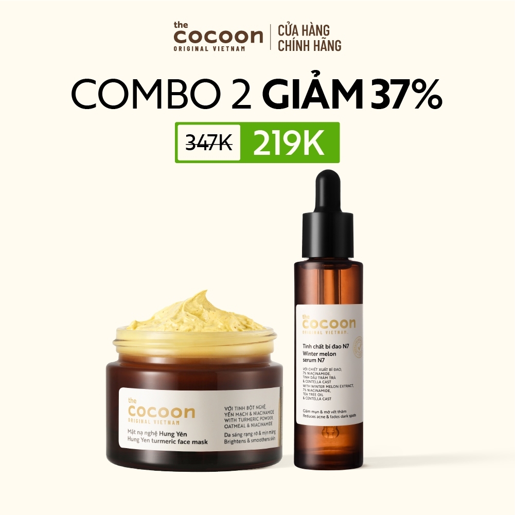Combo Tinh chất bí đao (serum) 7% Niacinamide (N7) 30ml + Mặt nạ nghệ Hưng Yên 30ml