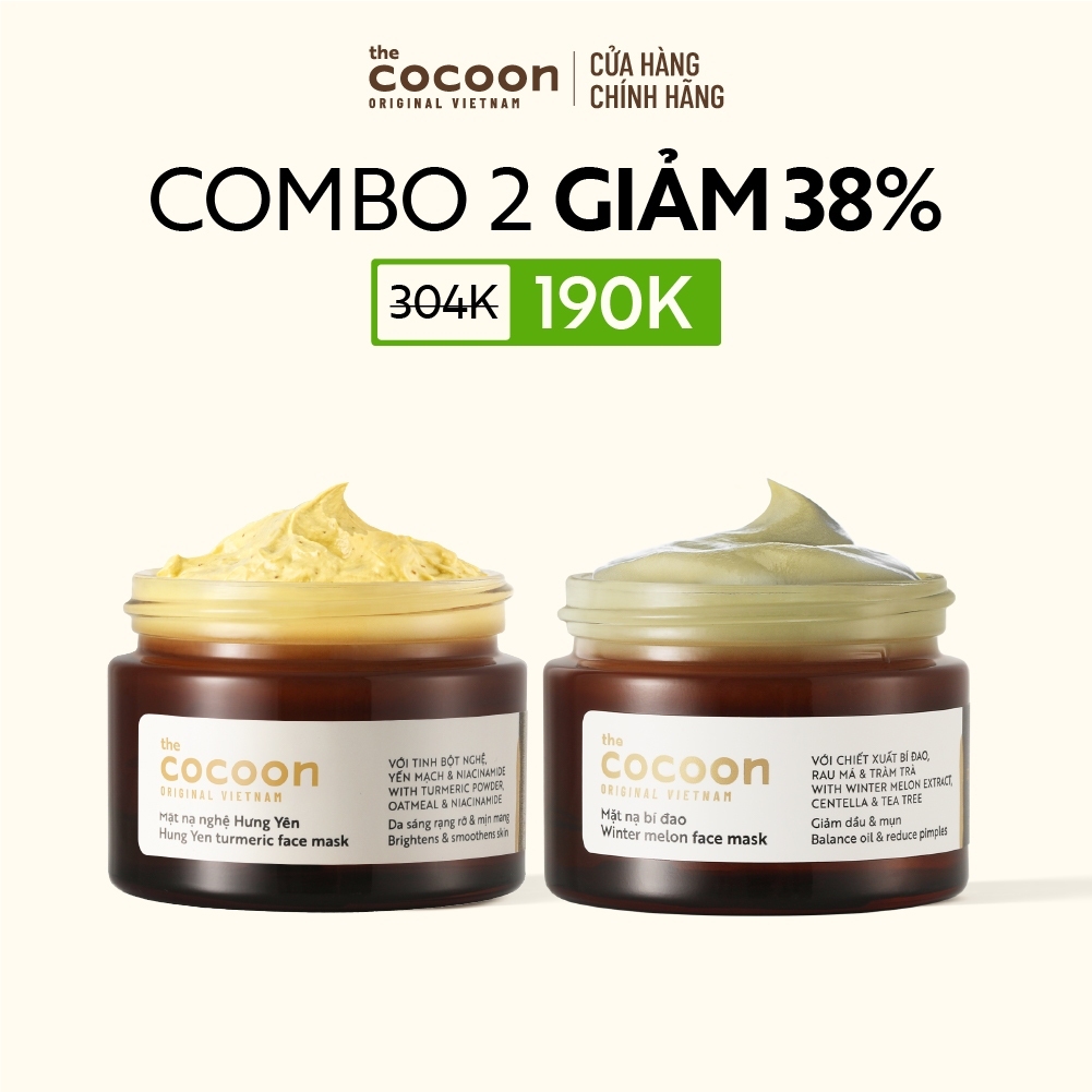 Combo 2 Mặt Nạ Chăm Sóc Da (Nghệ Và Bí Đao) Cocoon 30ml