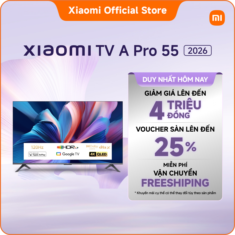 [TV Mới] Xiaomi TV A Pro 55'' 2026 | Màn hình QLED 4K độ sáng cao với công nghệ làm mượt chuyển động