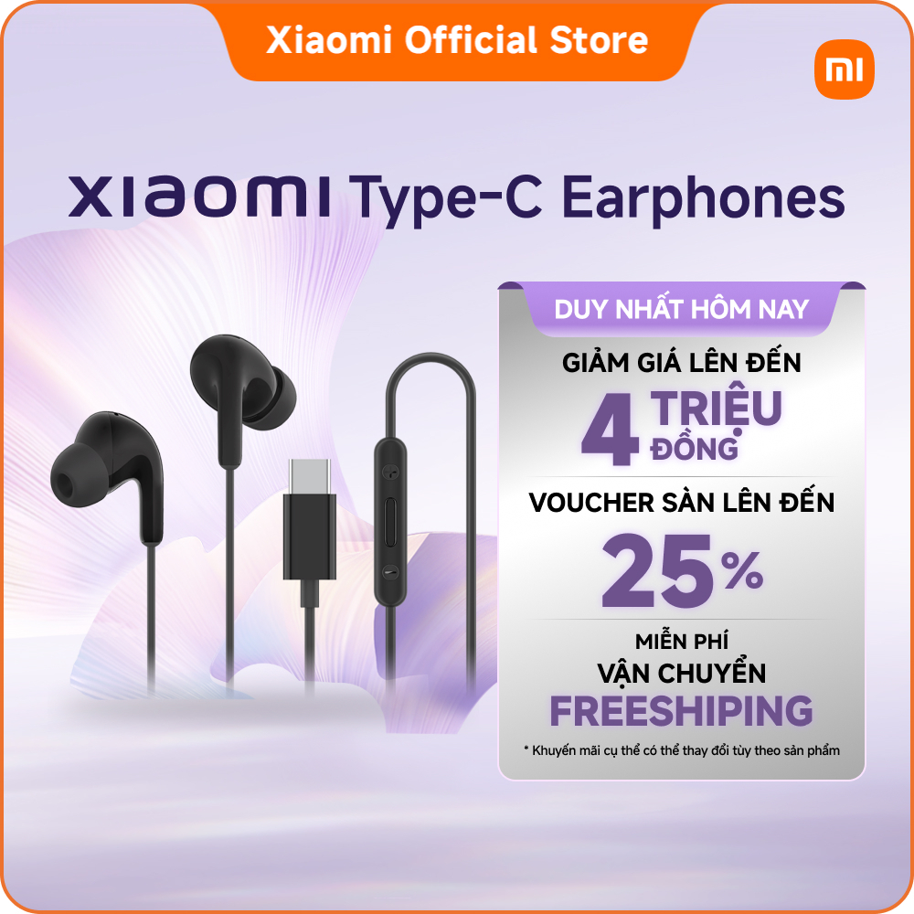 Tai nghe In-Ear Xiaomi Type-C Earphones | Cổng Type-C Cắm là chạy | Âm thanh chất lượng cao-Driver 12,4 mm