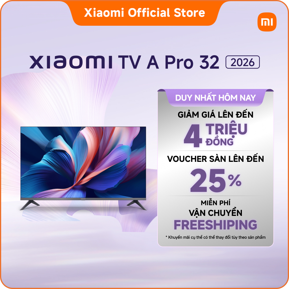 Xiaomi TV A Pro 32 2026 | Bề mặt kim loại bắt mắt với thiết kế khung viền siêu mỏng
