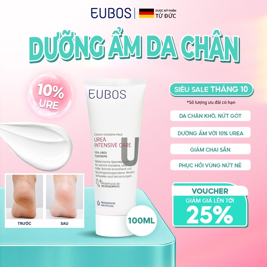 [CHÍNH HÃNG ĐỘC QUYỀN] Kem Dưỡng Da Chân, Giảm Nứt Gót EUBOS 10% UREA Dưỡng Ẩm, Giảm Khô Nứt