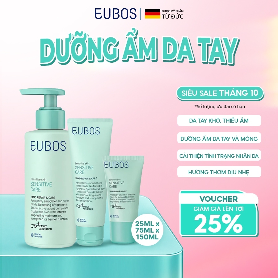 [CHÍNH HÃNG ĐỘC QUYỀN] Kem Dưỡng Da Tay và Móng EUBOS Dưỡng Ẩm Mềm Mịn, Giảm Gãy Móng, Không Nhờn Rí
