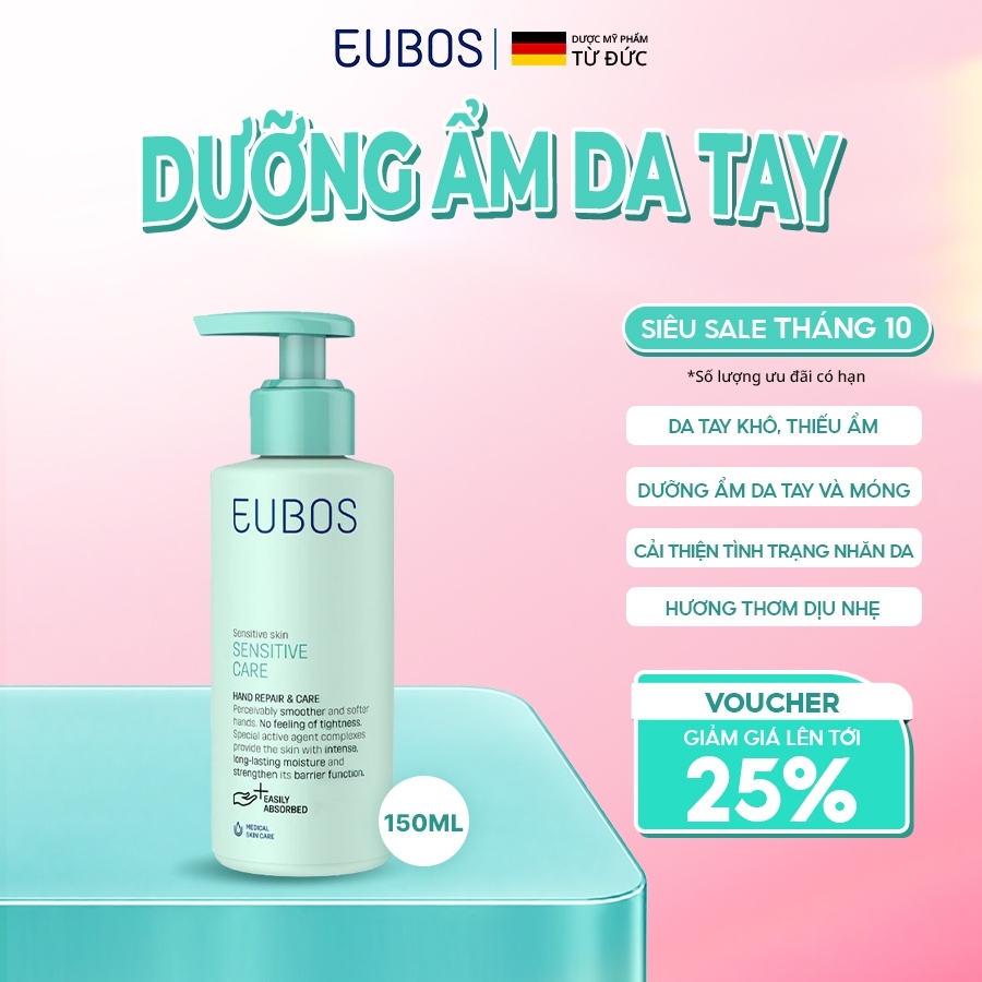 [CHÍNH HÃNG ĐỘC QUYỀN] Kem Dưỡng Da Tay và Móng EUBOS Dưỡng Ẩm Mềm Mịn, Giảm Gãy Móng, Không Nhờn Rí