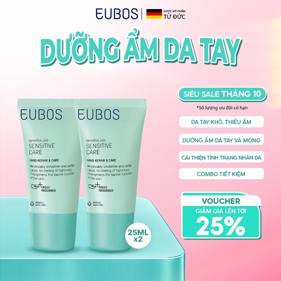 [CHÍNH HÃNG] Combo 2 Kem Dưỡng Da Tay và Móng EUBOS Dưỡng Ẩm Mềm Mịn, Giảm Gãy Móng, Không Nhờn Rít 