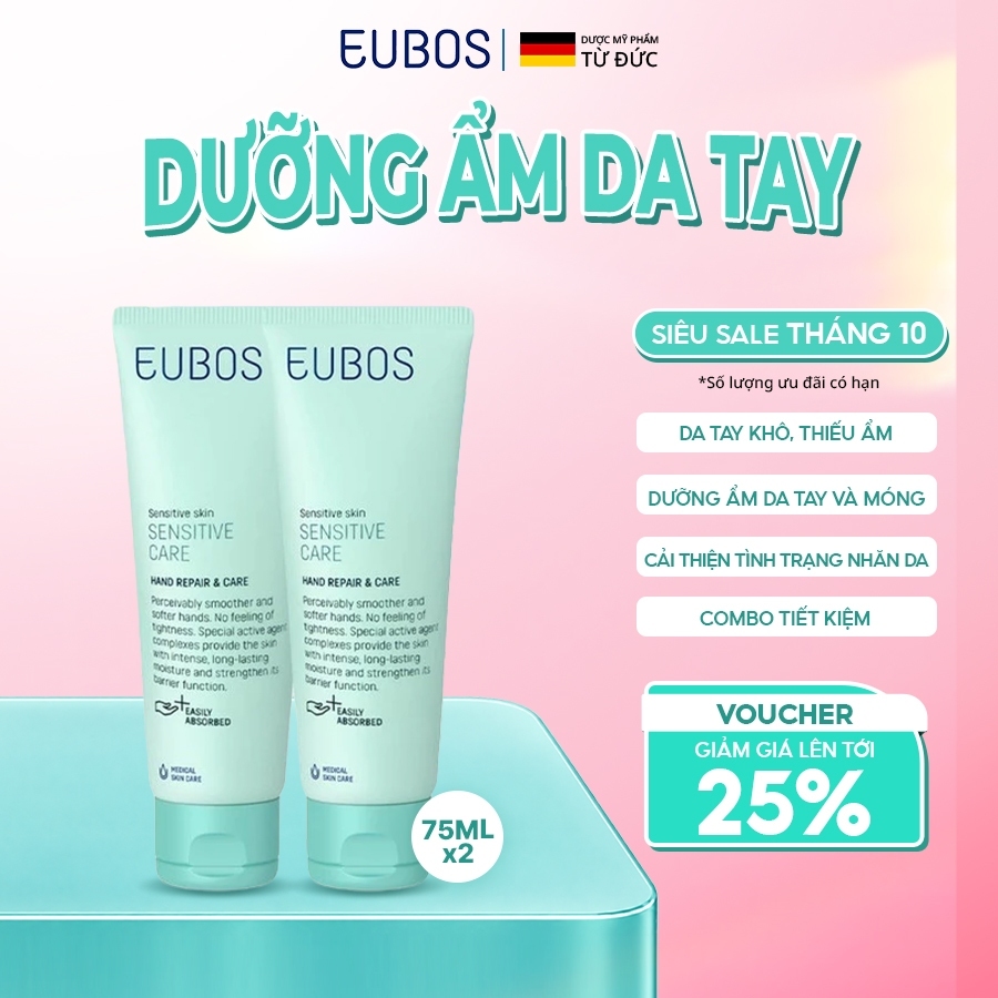 [CHÍNH HÃNG] Combo 2 Kem Dưỡng Da Tay và Móng EUBOS Dưỡng Ẩm Mềm Mịn, Giảm Gãy Móng, Không Nhờn Rít 
