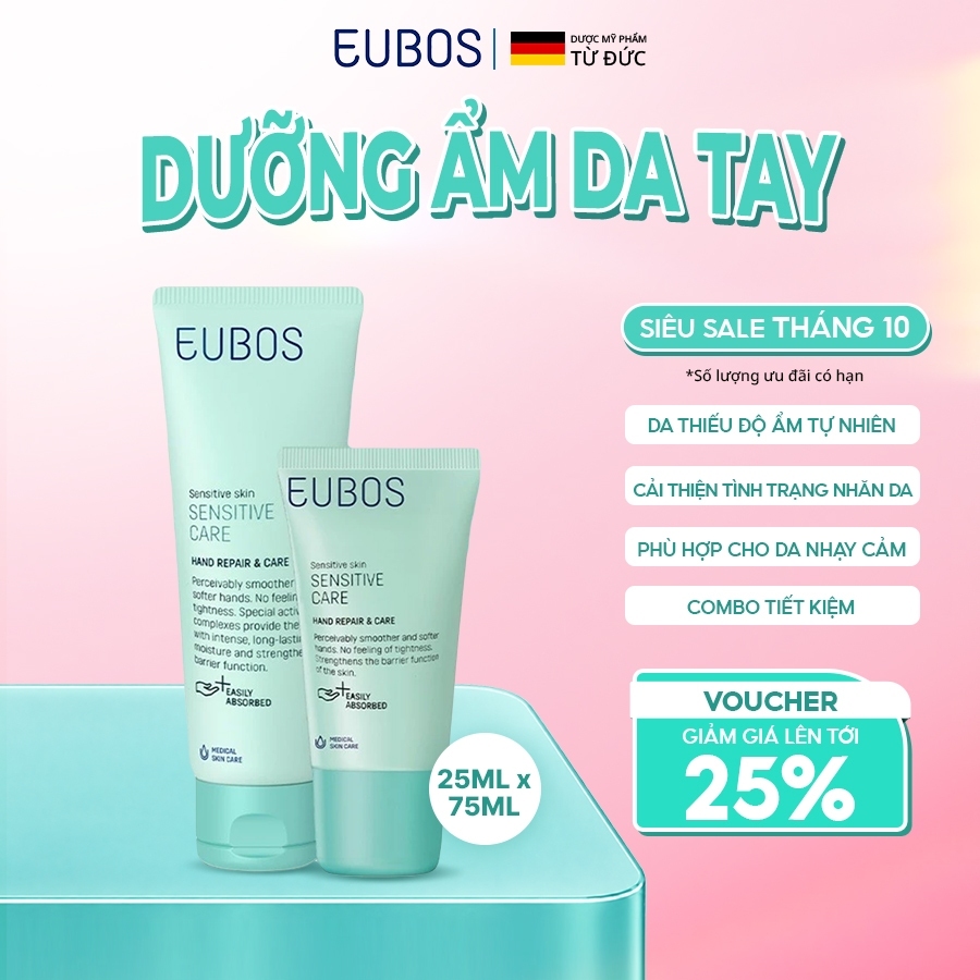 [CHÍNH HÃNG] Combo 2 Kem Dưỡng Da Tay và Móng EUBOS Dưỡng Ẩm Mềm Mịn, Giảm Gãy Móng, Không Nhờn Rít 
