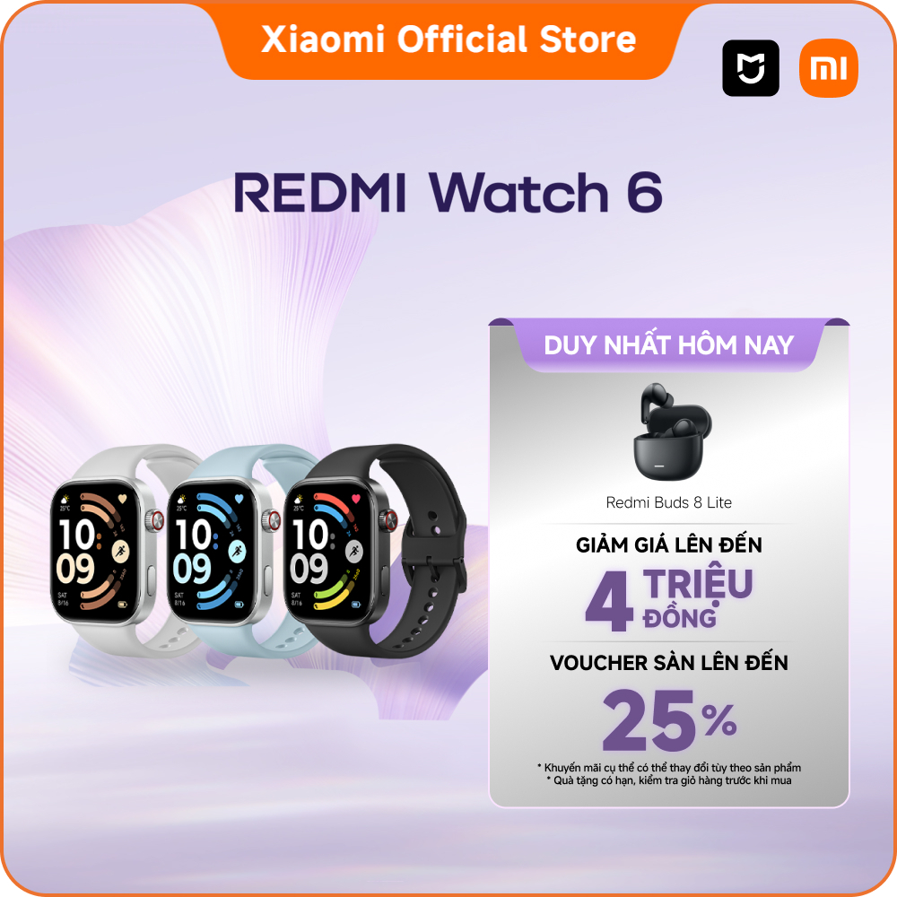 Xiaomi Đồng hồ thông minh Redmi Watch 6 | Màn AMOLED 2.07" | Đàm thoại qua bluetooth | Pin lớn 550 mA