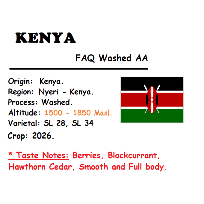 SPECIAL COFFEE - HẠT -  500G (Gross weight - Gồm 2 TÚI 250 GRAM)   - KENYA  FAQ WASHED AA  VÙNG NYER