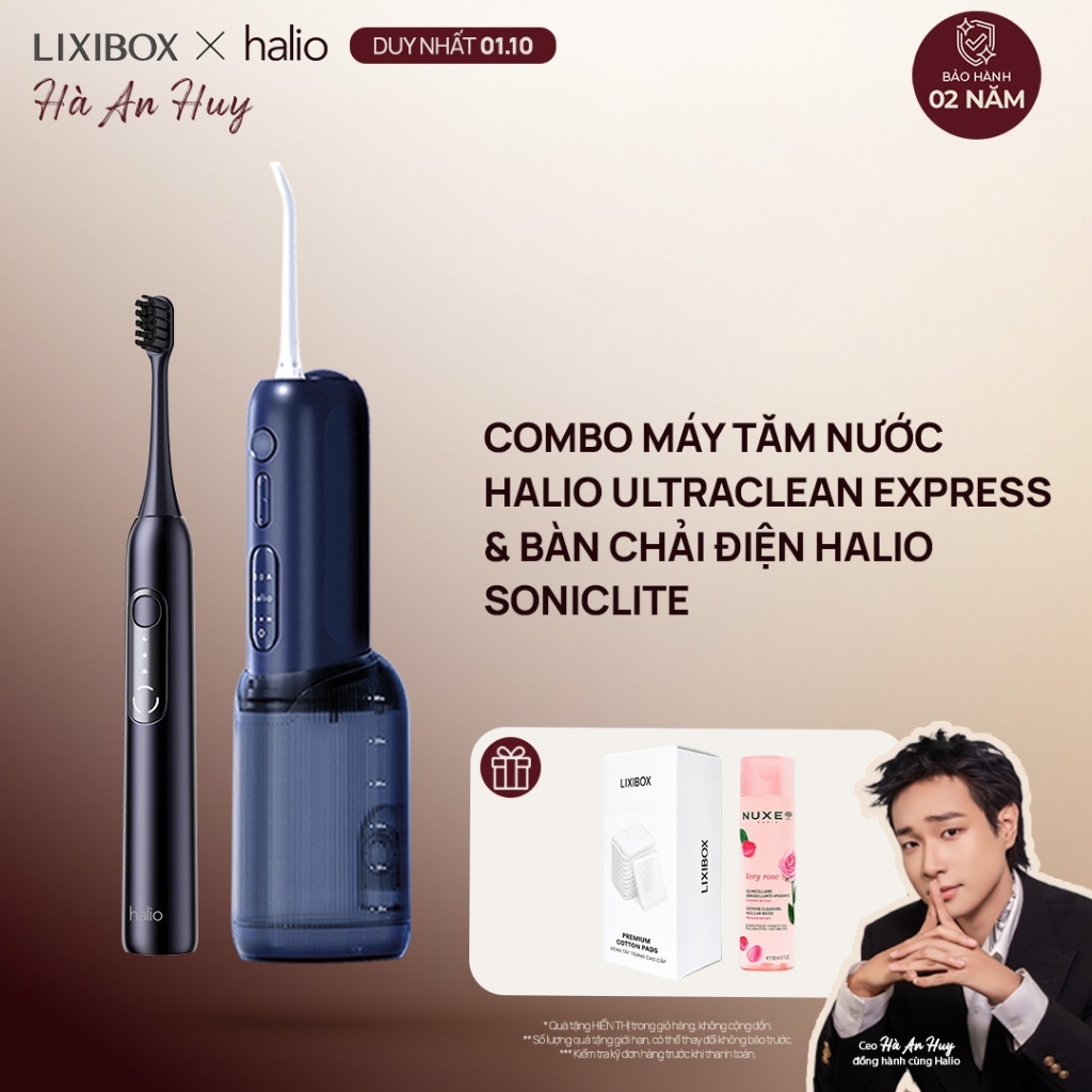 Combo Máy Tăm Nước Halio UltraClean Express Hydro Floss & Bàn Chải Điện Halio SonicLite Electric Too