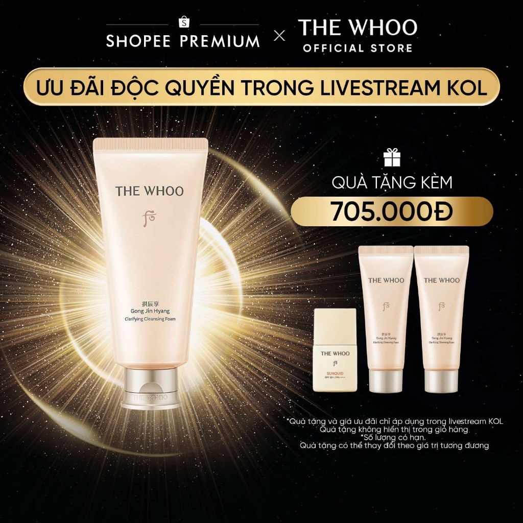 [KOL x THE WHOO] Sữa rửa mặt bọt mịn sạch sâu và dưỡng ẩm THE WHOO Gongjinhyang Clarifying Cleansing Foam 180ml