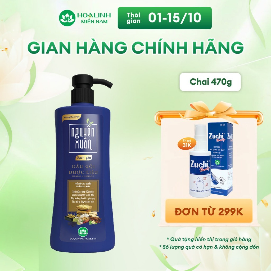 Dầu gội Dược liệu Nguyên Xuân Sạch Gàu 470g KM 50g - Dành cho tóc gàu ngứa nhiều