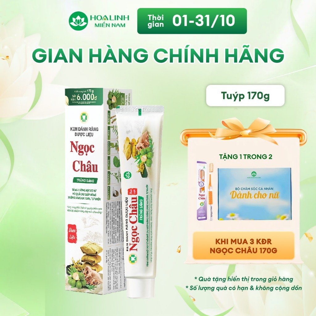 Kem Đánh Răng Dược Liệu Ngọc Châu Trắng Sáng 170g
