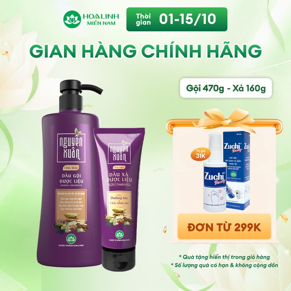Bộ Dầu gội 470g KM 50g và Dầu xả 160g Nguyên Xuân chắc khỏe - Dành cho tóc yếu, dễ gãy rụng