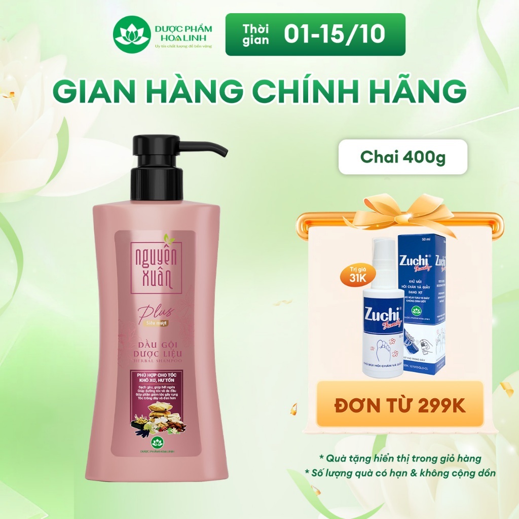 Dầu gội Dược liệu Nguyên Xuân Plus Siêu mượt 400g - Dành cho tóc khô xơ, hư tổn