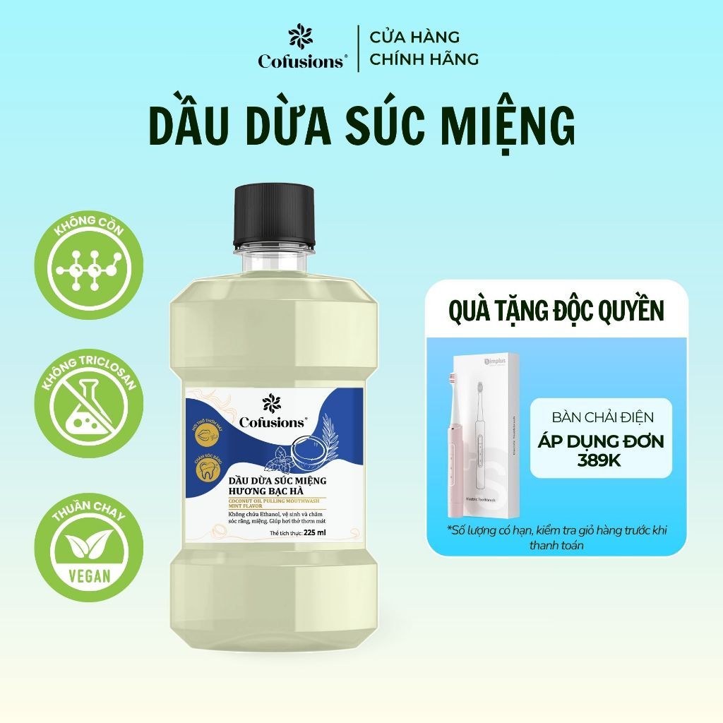 Dầu dừa súc miệng Hương Bạc Hà thơm mát Cofusions - Chai 225ml