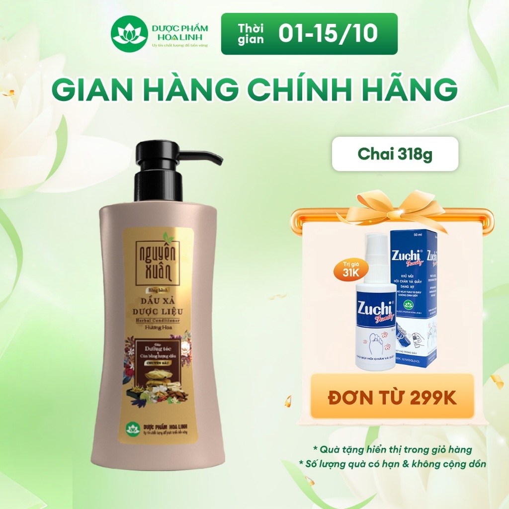 Dầu xả dược liệu Nguyên Xuân bồng bềnh 318g KM 32g dành cho tóc dầu bết
