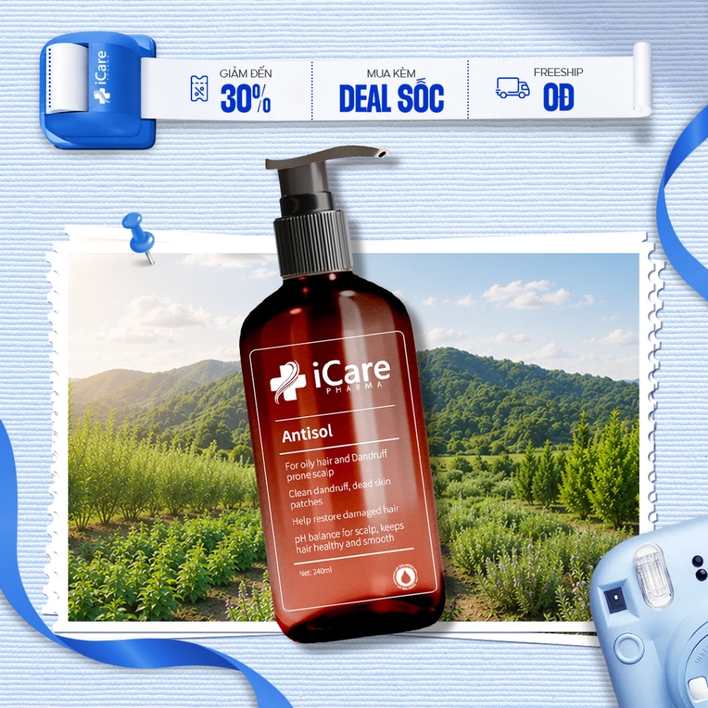 Dầu Gội Sạch Gàu Antisol iCare Pharma 240ml | Sạch Gàu Thông Thoáng – Giúp Hạn Chế Nhờn Bết – Dịu Nh