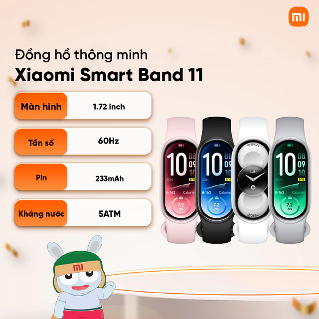 Đồng hồ thông minh Xiaomi Smart Band 10/ Band 11  - Độ sáng màn 1500 nit - Bảo hành 12 tháng