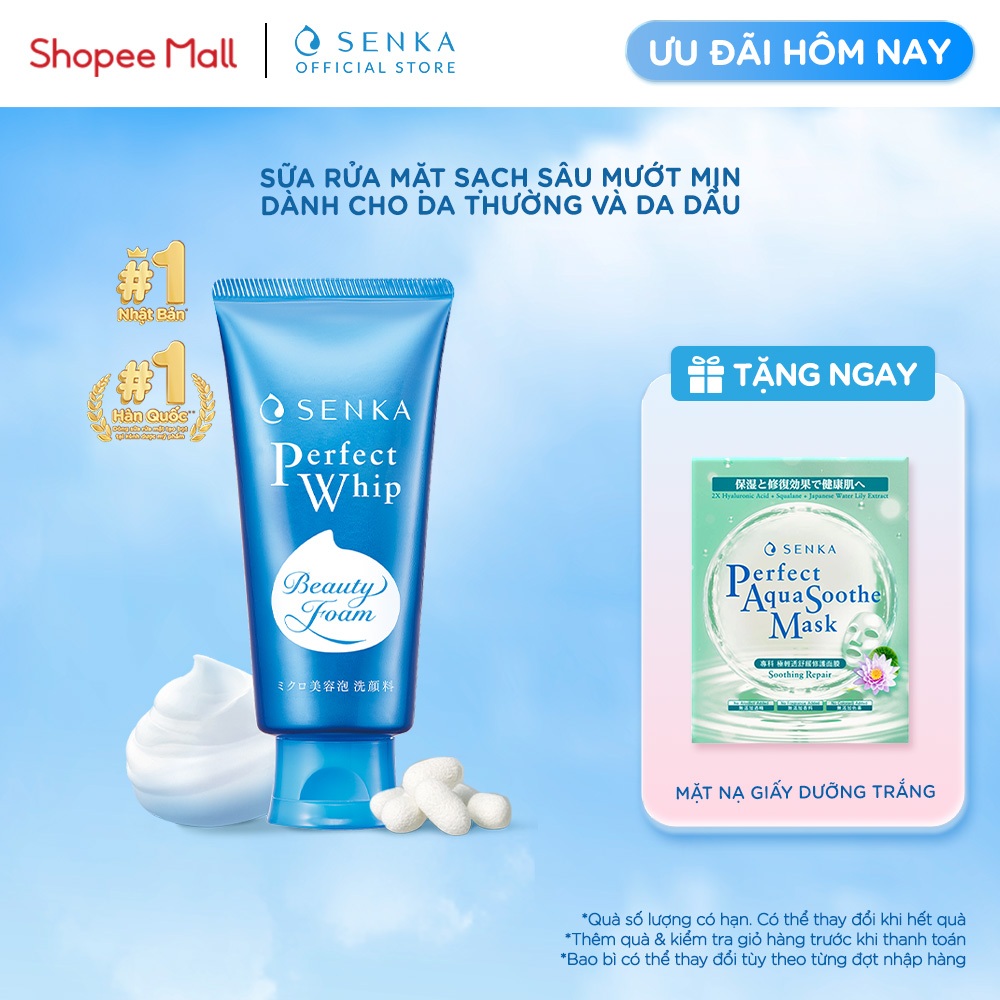 Sữa rửa mặt mướt mịn sạch sâu SENKA PERFECT WHIP 120g