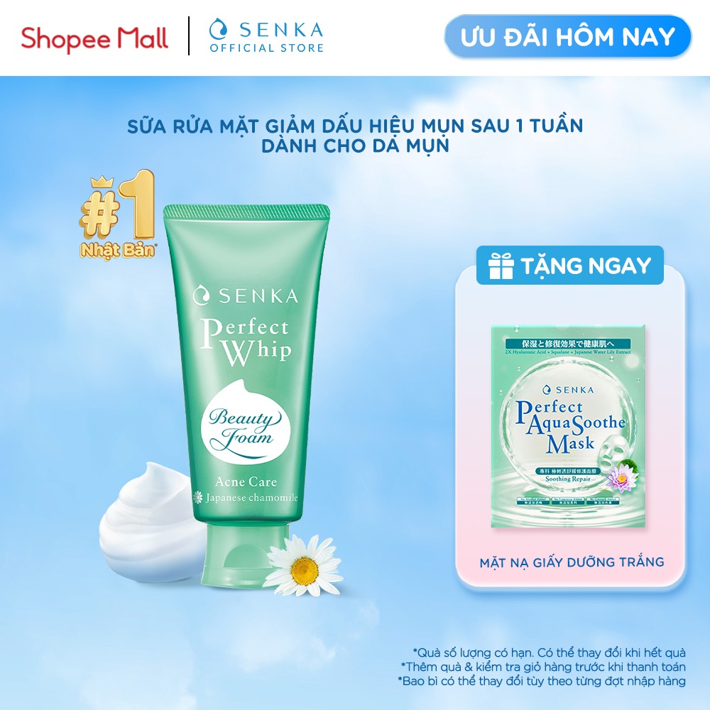 Sữa rửa mặt ngừa mụn SENKA PERFECT WHIP acne care 100g