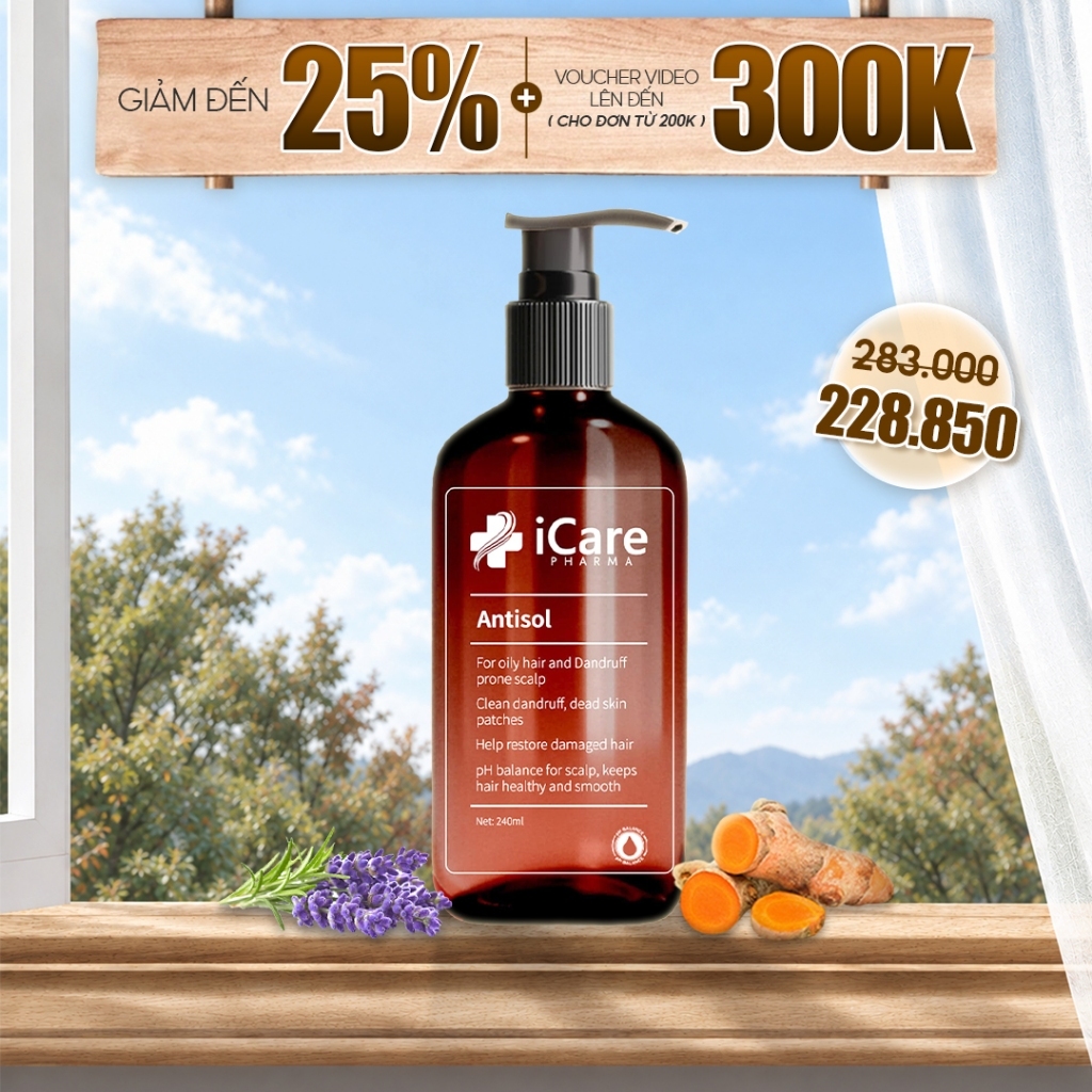 Dầu Gội Sạch Gàu Chiết Xuất Dược Liệu Antisol Thương Hiệu iCare Pharma