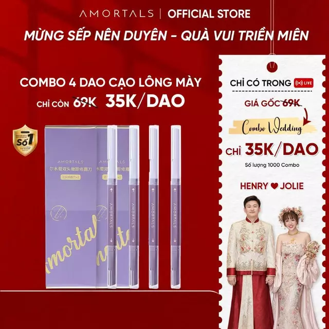 Dao cạo lông mày hai đầu Amortals dao tỉa lông mày tiện lợi không gỉ an toàn cho da Mỹ Phẩm