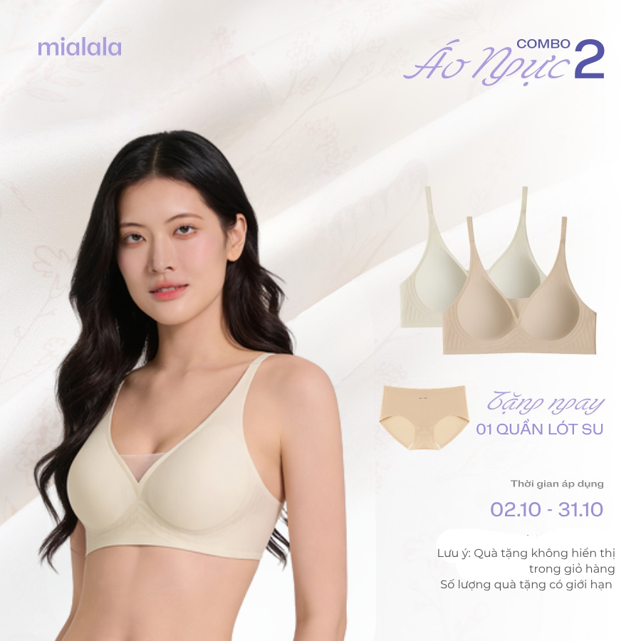 Áo Ngực Nữ Su Không Gọng Đệm 1cm Nâng Đỡ Nhẹ Nhàng Không Lộ Viền Tàn Hình Thoải Mái Mialala 4029