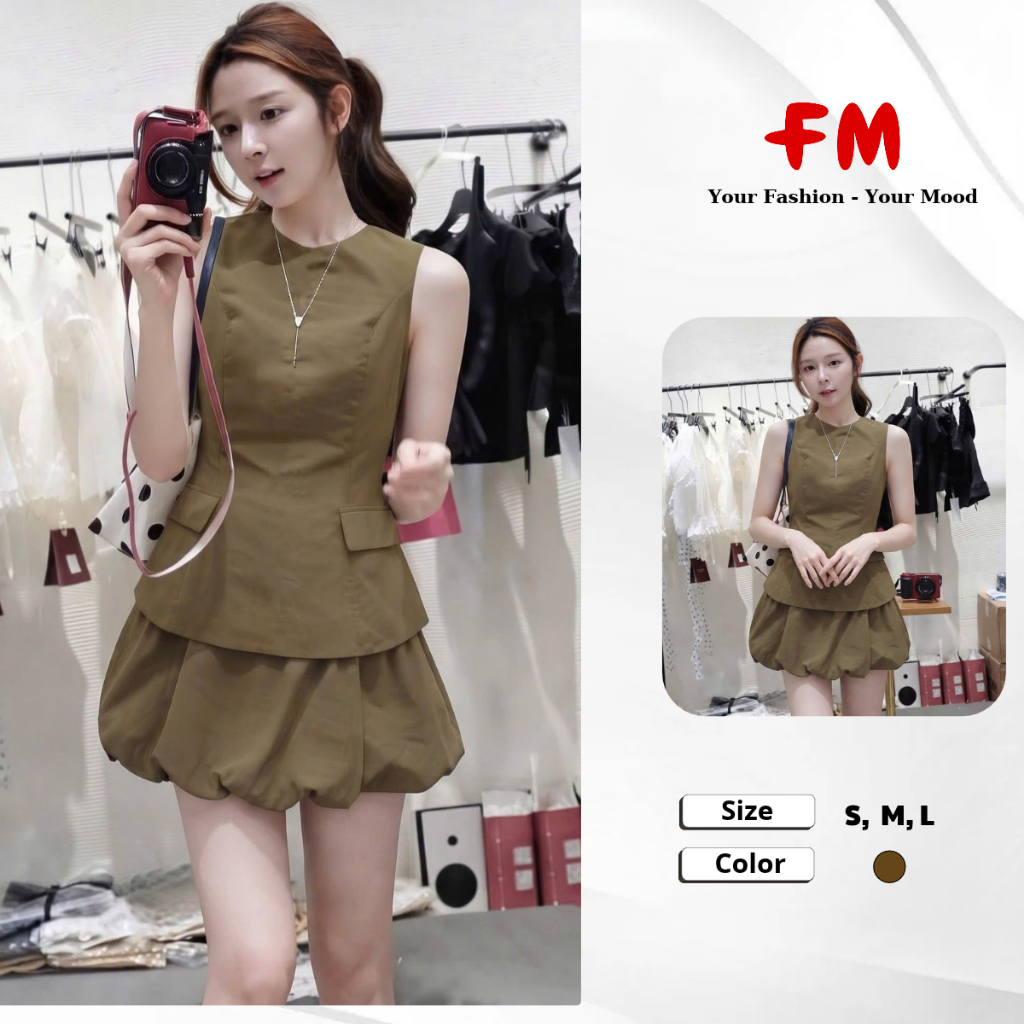 FMSTYLE SET VÁY BÍ XÒE + ÁO SÁT NÁCH ĐỦ SIZE S M L 26090330