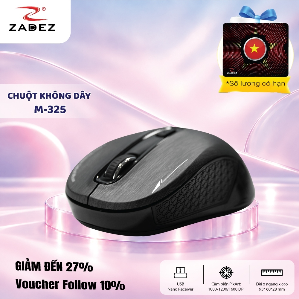 Chuột Không Dây ZADEZ M-325B Độ Phân Giải Cao 1.600 DPI