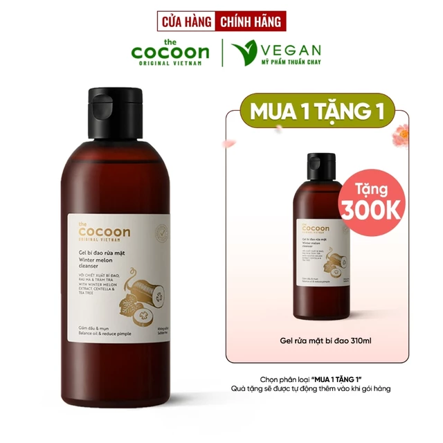 BIGSIZE Gel bí đao rửa mặt cocoon 310ml thuần chay - VEGAN mỹ phẩm thuần chay