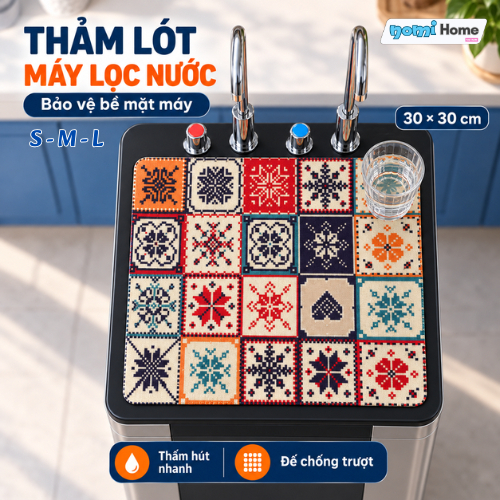 Thảm Trải Máy Lọc Nước Nhanh Khô, Thảm Lót Da Nappa Đế Cao Su Chống Trượt, Tấm Lót Thấm Nước