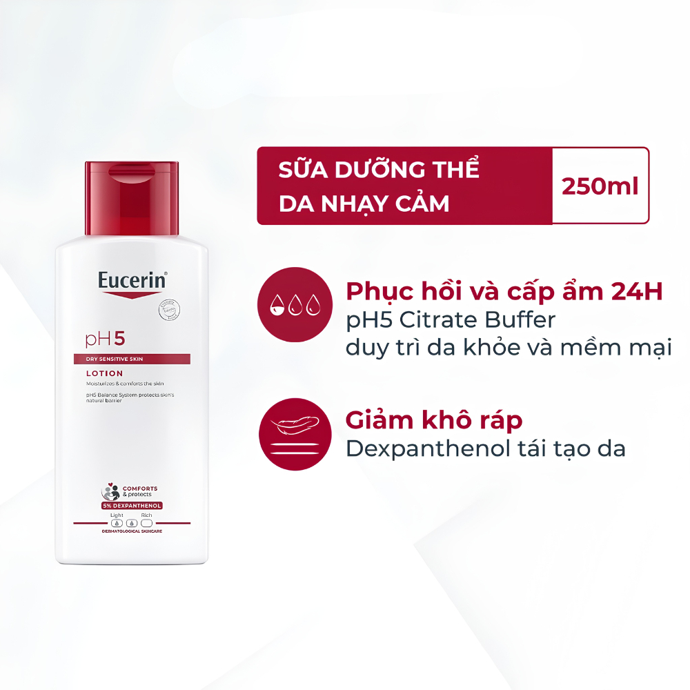 Ảnh 6 của Sữa dưỡng thể Eucerin pH5 Lotion cho da khô nhạy cảm 250ml